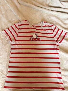 Sanrio White & Red Striped Hello Kitty 'COOL' Graphic Tee